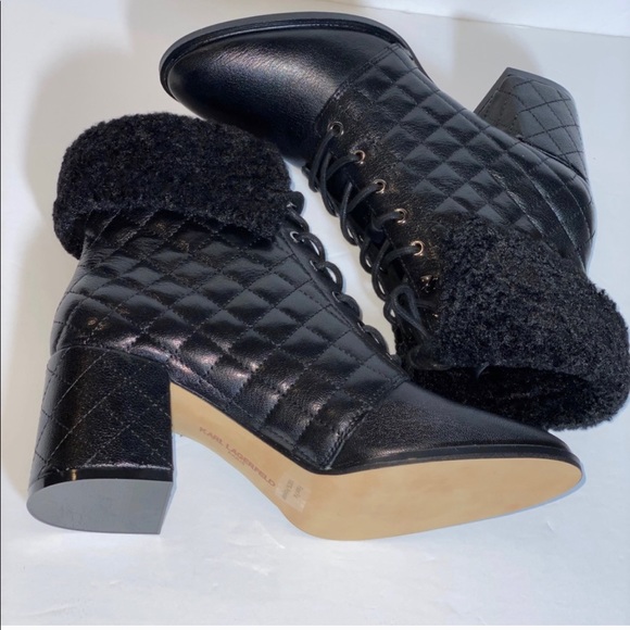 KARLLAGERFELD Cantyn Black Leather Booties Size 7 - Picture 11 of 13